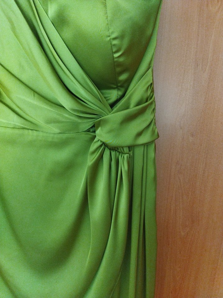 Yeşil Tek Kollu Drapeli Mini Abiye Elbise - Görsel 2