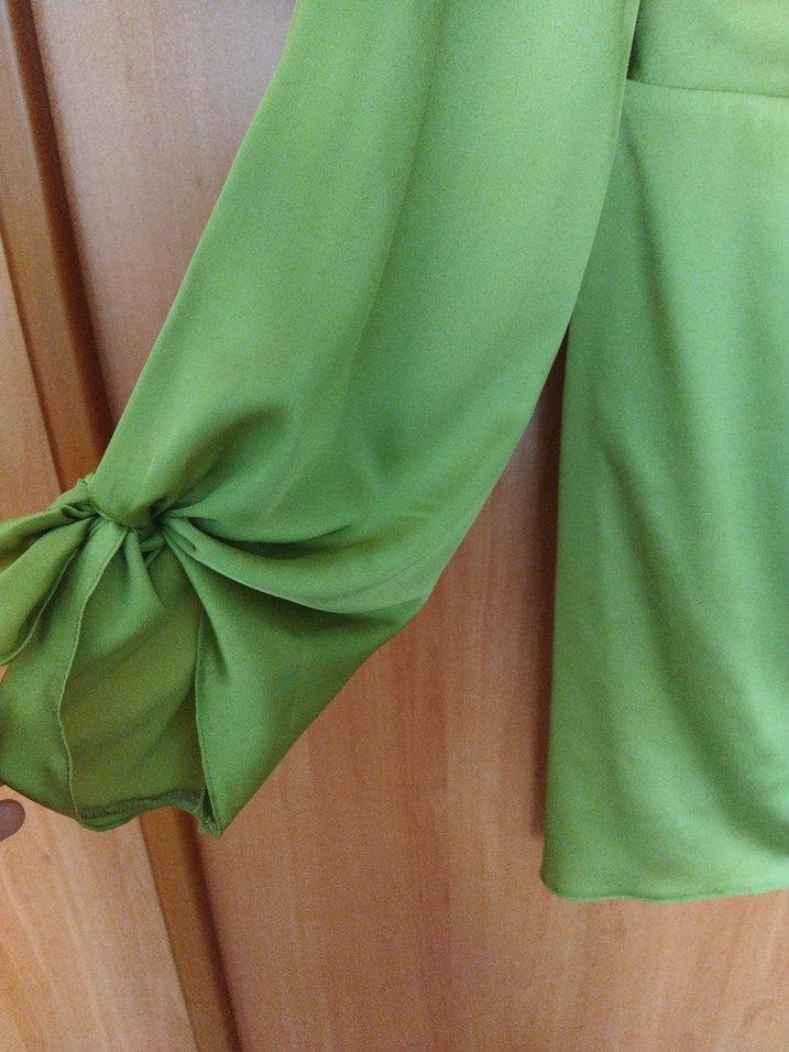 Yeşil Tek Kollu Drapeli Mini Abiye Elbise - Görsel 5
