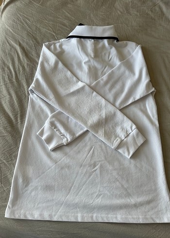 Tema koleji forma . Beyaz Uzun Kollu Polo Tişört - Görsel 2