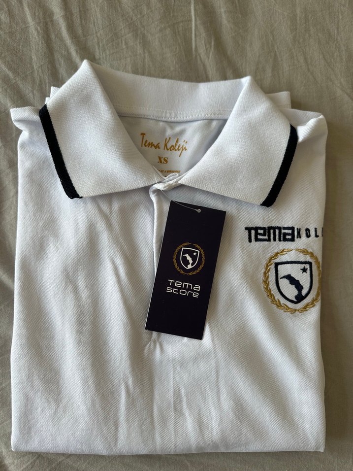 Tema koleji forma . Beyaz Uzun Kollu Polo Tişört - Görsel 3