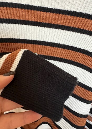 Twist . Kadın Çizgili Triko Uzun Kollu Kazak - Görsel 3