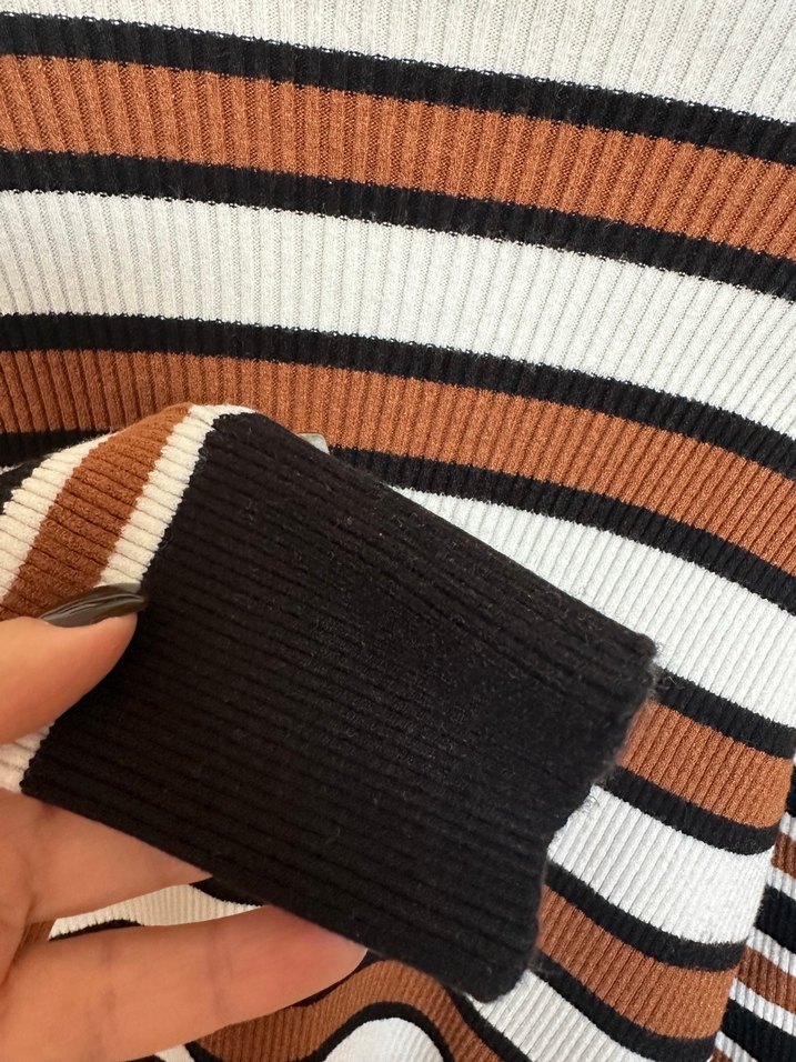 Twist . Kadın Çizgili Triko Uzun Kollu Kazak - Görsel 3