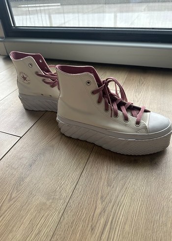 Converse Beyaz Platform Topuklu Kadın Spor Ayakkabı - Görsel 4