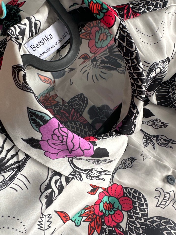 Yılan Desenli Gri Midi Kadın Gömlek - Görsel 3