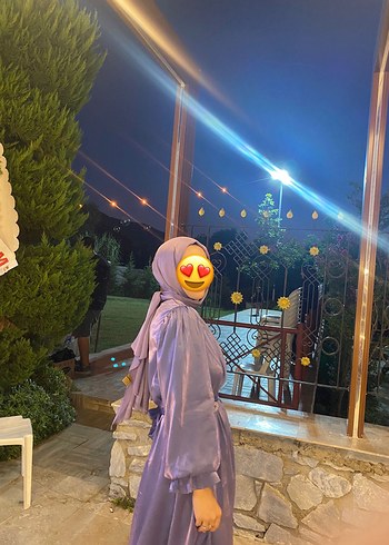 diğer Beden Uzun Parlak Mor Abiye tesettür kapalı