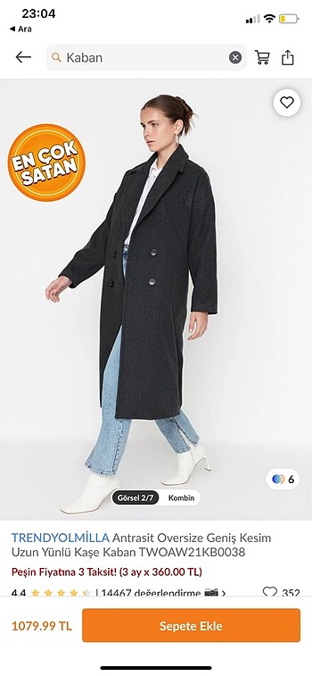 36 Beden Trendyolmilla Kaban