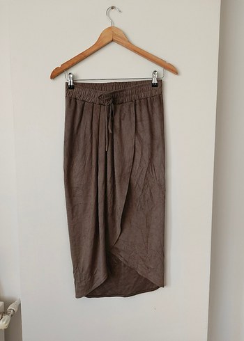 Bej Midi Keten Salaş Etek - Görsel 3