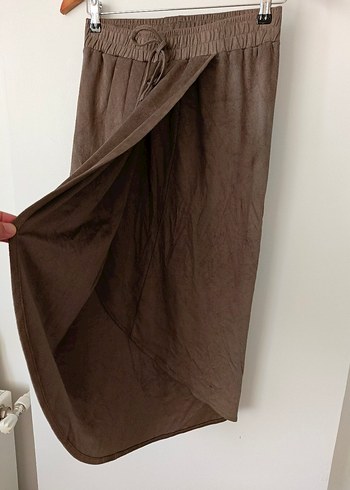 Bej Midi Keten Salaş Etek - Görsel 4