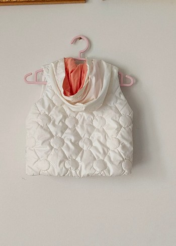 Kız Çocuk Beyaz Fermuarlı Yelek - Görsel 4