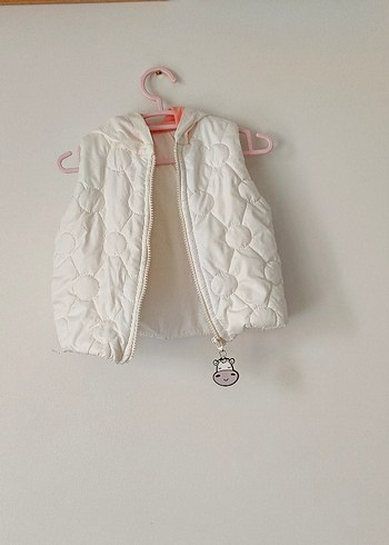 Kız Çocuk Beyaz Fermuarlı Yelek - Görsel 3