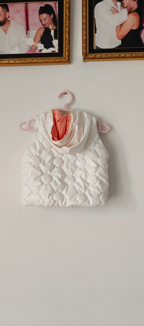 Kız Çocuk Beyaz Fermuarlı Yelek - Görsel 4