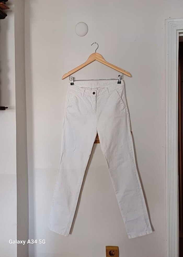 Beyaz boru paça Jean  - Görsel 3