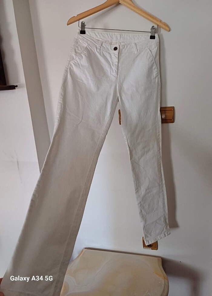 Beyaz boru paça Jean  - Görsel 4