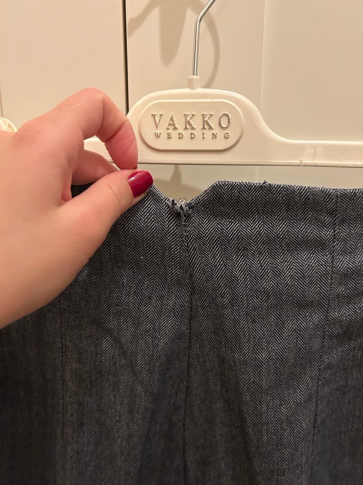 Gri Midi Denim Kadın Kumaş Pantolon - Görsel 4