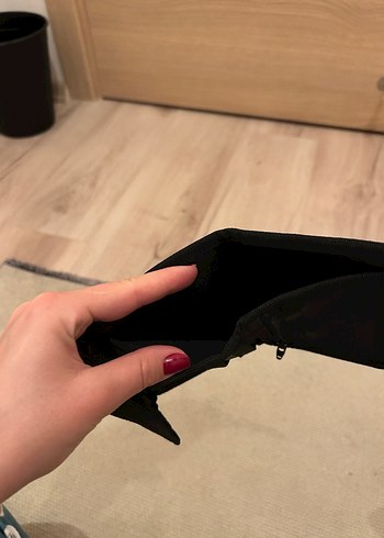 Siyah Deri Kadın Cüzdanı Velcro Kapaklı - Görsel 3