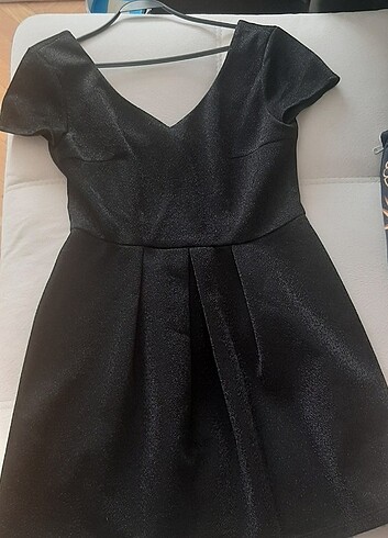xl Beden Siyah simli kumas elbise exok şık