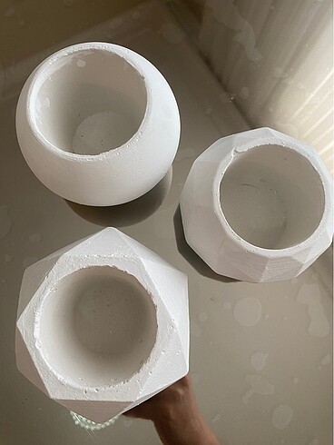 Beden beyaz Renk 3lü mini saksı