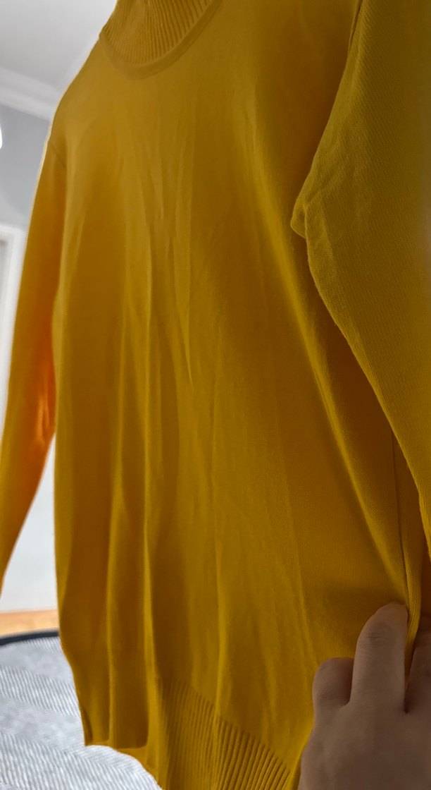 Sarı Kadın Uzun Kollu Yüksek Yakalı Kazak ıkisinin fıyattek alab - Görsel 3