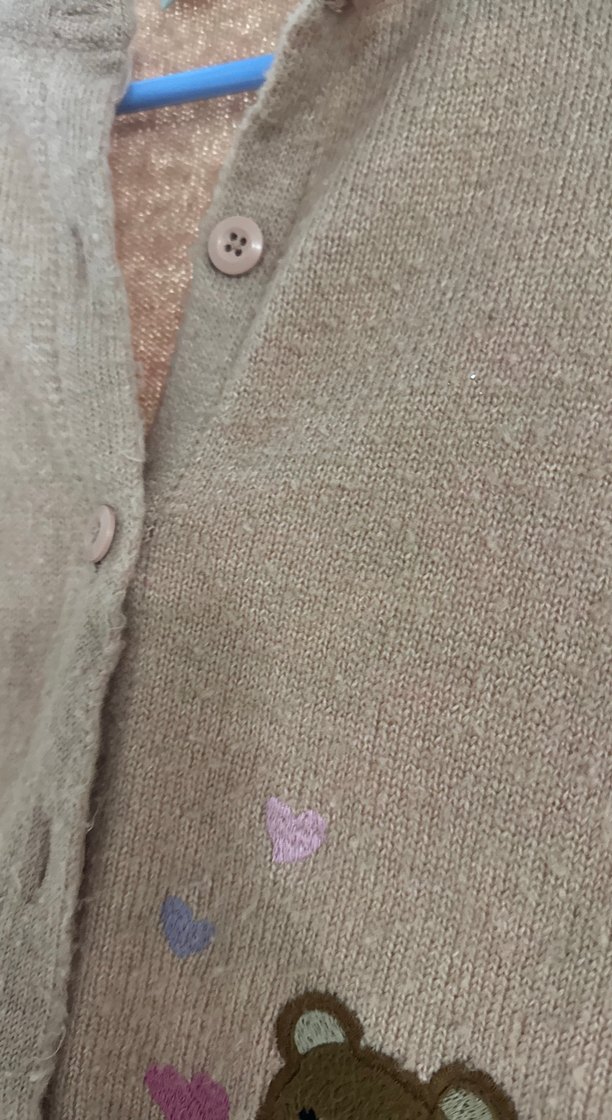 Kız Çocuk Kahverengi Nakışlı Triko Hırka - Görsel 3