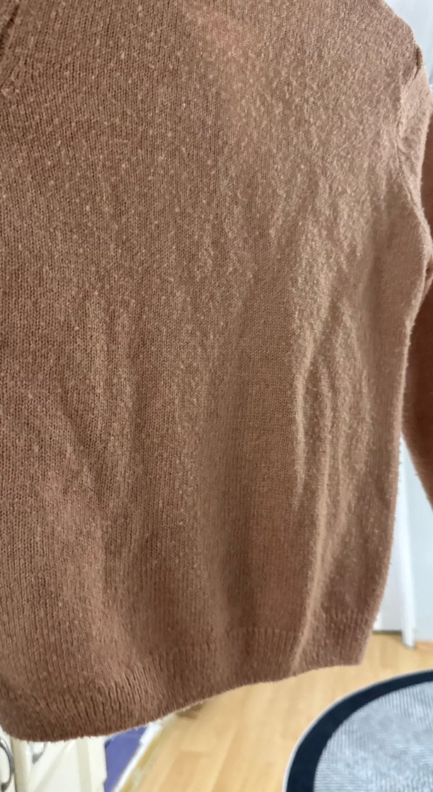 Kız Çocuk Kahverengi Nakışlı Triko Hırka - Görsel 4