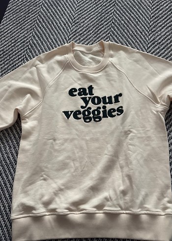 Beyaz Pamuklu Yazılı Oversize Sweatshirt - Görsel 2