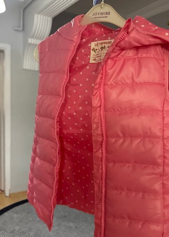 Kız Çocuk Pembe Parlak Fermuarlı Yelek - Görsel 3