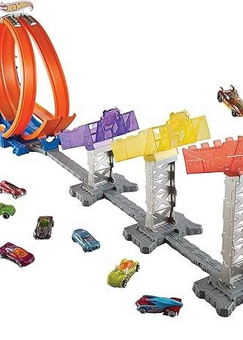 2 SET BİR ARADA.. Renkli Hot Wheels Yarış Arabası Fırlatma Seti