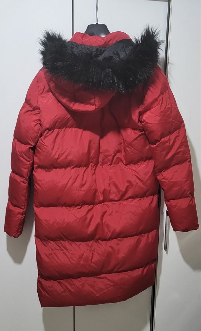 Kürklü Kırmızı Kadın Uzun Kışlık Mont - Görsel 2