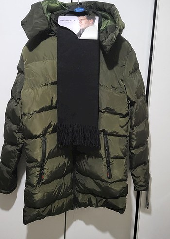 Erkek Haki Midi Mont Kaskol Hediye - Görsel 2