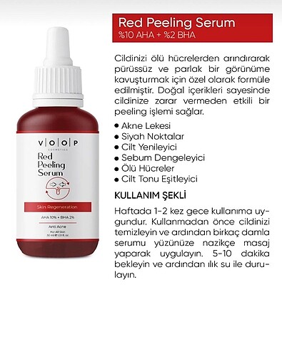 Voop marka kırmızı peeling serum