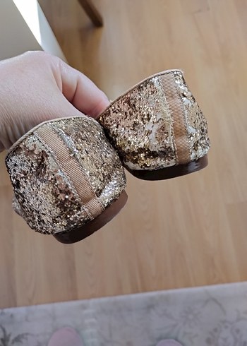 Bej Parlak Simli babet ayakkabı - Görsel 2