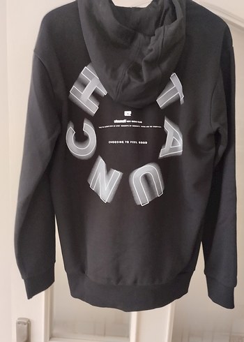 Siyah Uzun Kollu Kapüşonlu Sweatshirt - Görsel 2