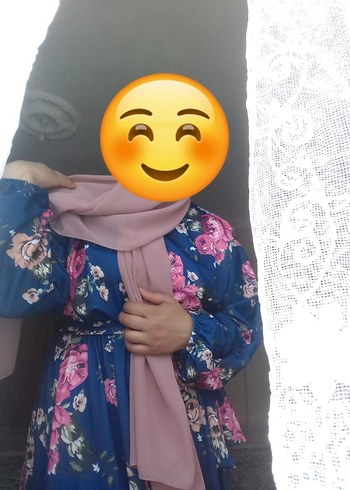 42 Beden mavi Renk Mavi Çiçek Desenli Uzun Bohem Elbise