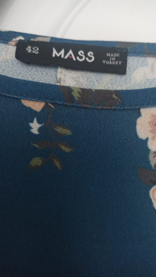 Mavi Çiçek Desenli Uzun Bohem Elbise - Görsel 3