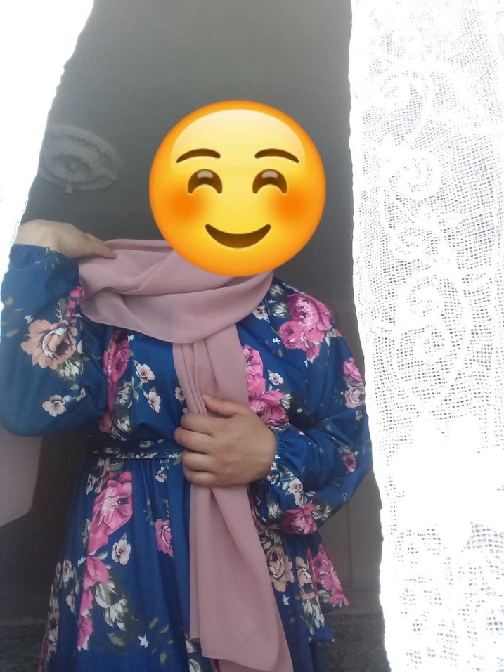 Mavi Çiçek Desenli Uzun Bohem Elbise - Görsel 4