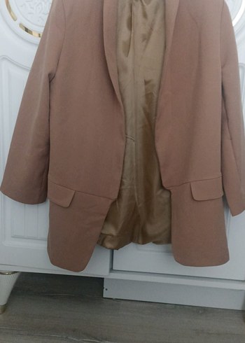 Bej Düğmeli Kadın Blazer Ceket