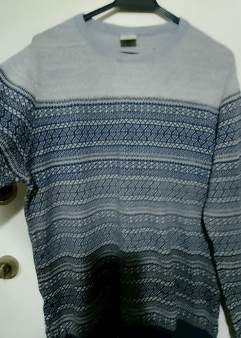 Gri Desenli Triko Erkek Kazak - Görsel 2