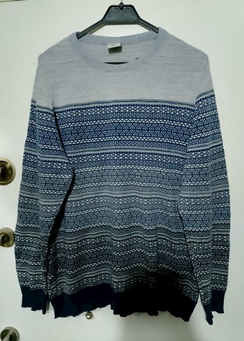 Gri Desenli Triko Erkek Kazak - Görsel 5