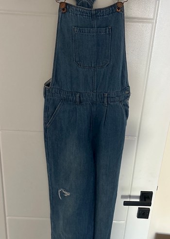 Kızlar için Loose Fit Lacivert Denim Salopet