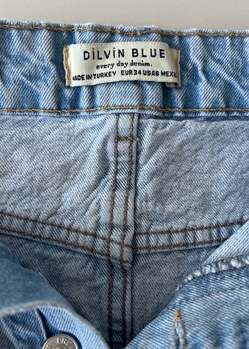 Dilvin Düğmeli Mavi Kot Etek