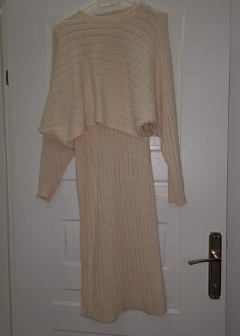 Bej Triko Midi Kadın Elbise - Görsel 2