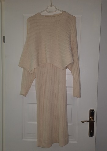 Bej Triko Midi Kadın Elbise - Görsel 3