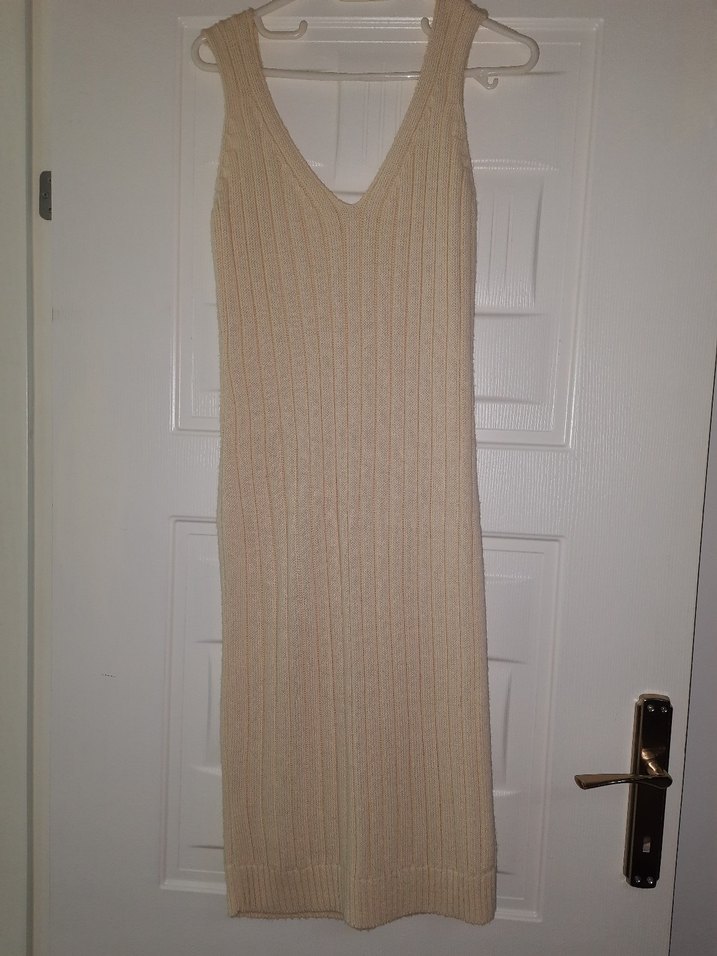 Bej Triko Midi Kadın Elbise - Görsel 4