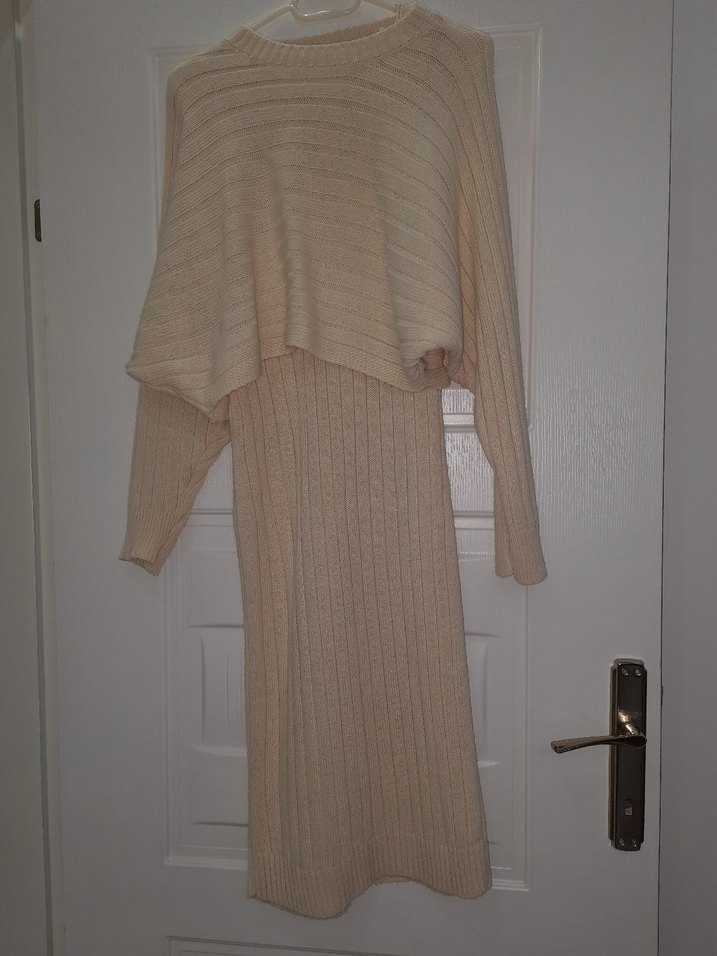 Bej Triko Midi Kadın Elbise - Görsel 2