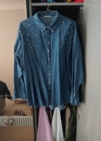 Defacto Mavi Kadın Denim Gömlek