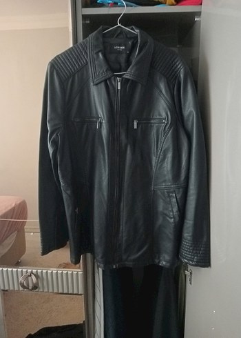 48 Beden Siyah Deri Biker Ceket