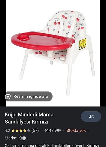 Mama sandalye tepsisi