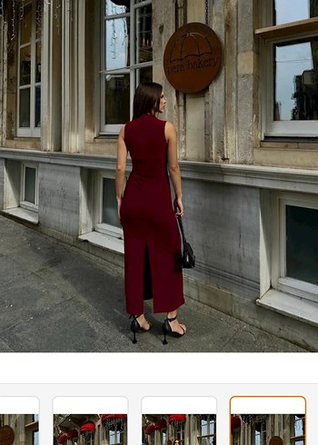 Diğer Bordo Drapeli Uzun Kadın Elbise