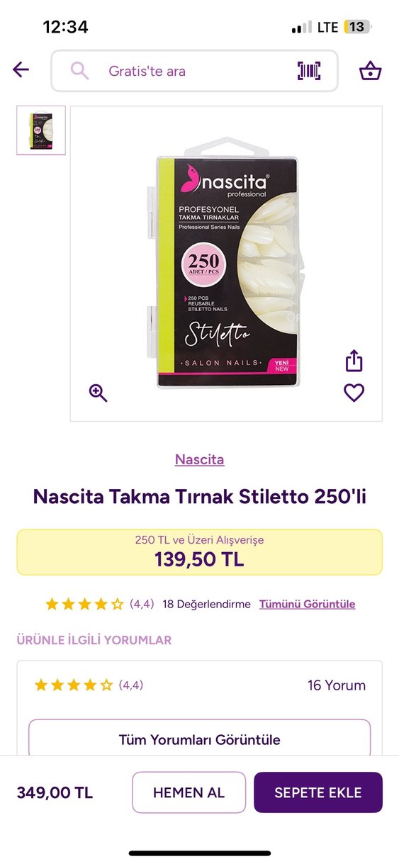 Nascita Stiletto Takma Tırnak 250'li - Görsel 2