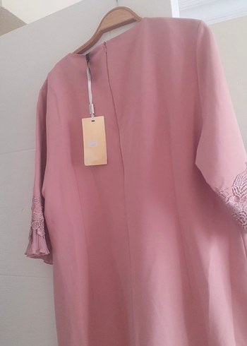 Pembe Kol Detaylı Kadın Abiye Elbise - Görsel 2